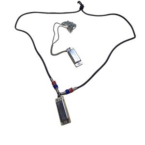 2  vintage Unique Harmonica Necklaces one HOHNER Whimsical Fun Teacher Hippie